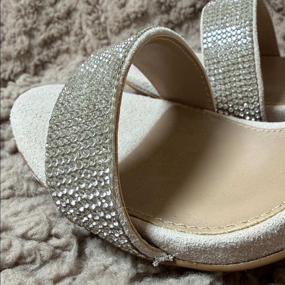 Steve Madden Cream Rhinestone Heels - Picture 11 of 13